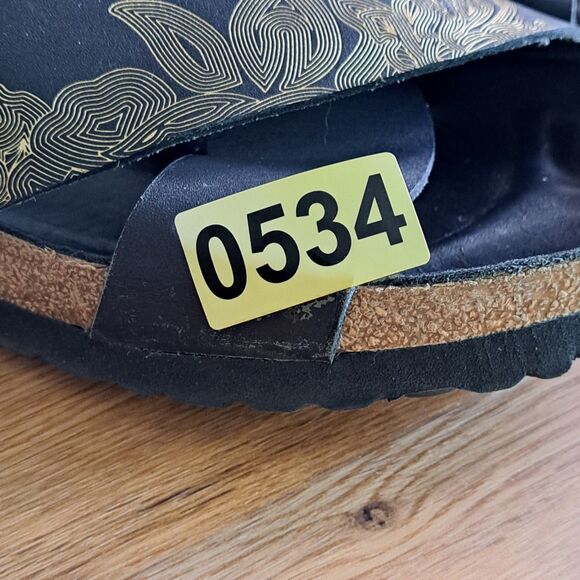 Birkenstock Papillio Daytona Womens 42 11 Narrow Black Gold Cross Strap Sandal - Picture 11 of 11